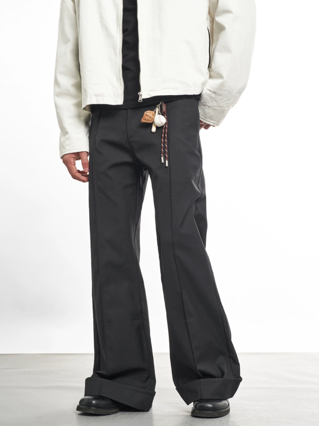 F3F Select Folded Leg Pleated Flared Suit Pants | Face 3 Face