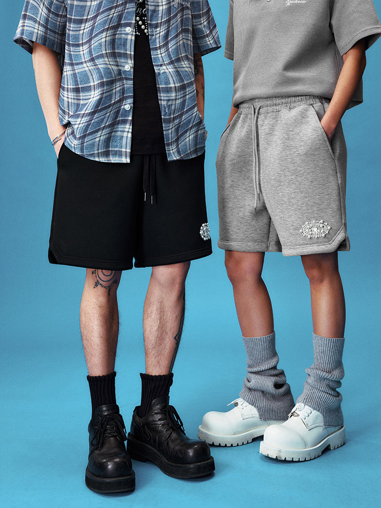YADcrew Pearl Logo Puzzle Sweat Shorts | Face 3 Face