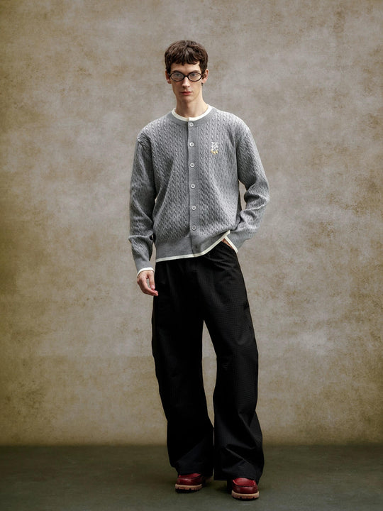 YADcrew Cable Knit Crew Neck Cardigan | Face 3 Face