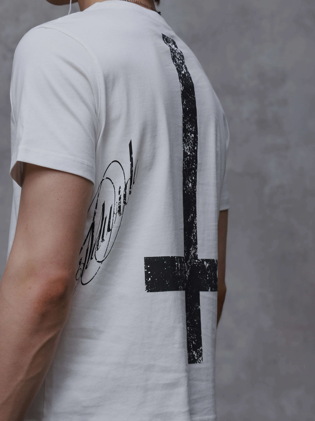 ANTIDOTE Faded Inverted Cross Back Print Short Sleeve Tee