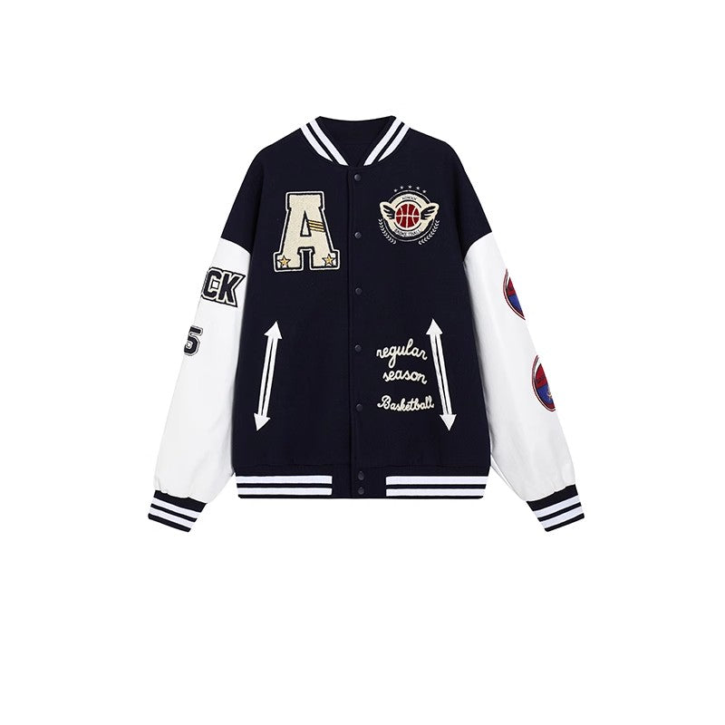 Achock Monogrammed Embroidered Flocked Baseball Jacket