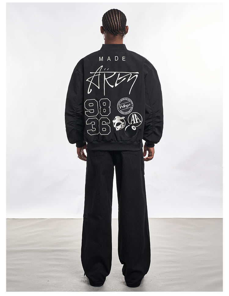 F3F Select Letter Embroidered Bomber Jacket | Face 3 Face