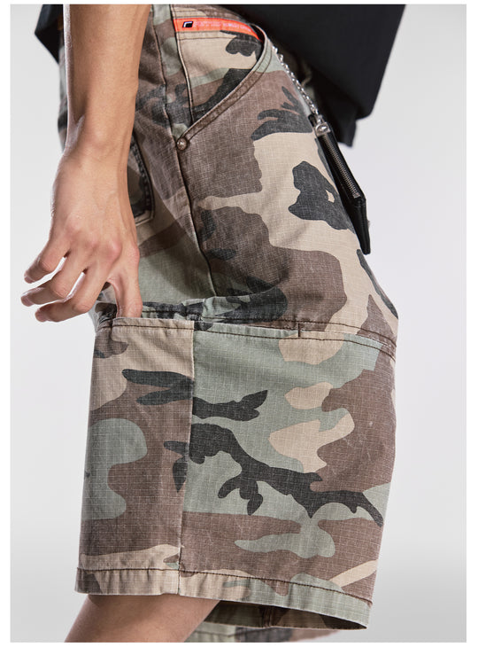 Remedy Leopard and Camouflage Work Painter Baggy Shorts | Face 3 Face