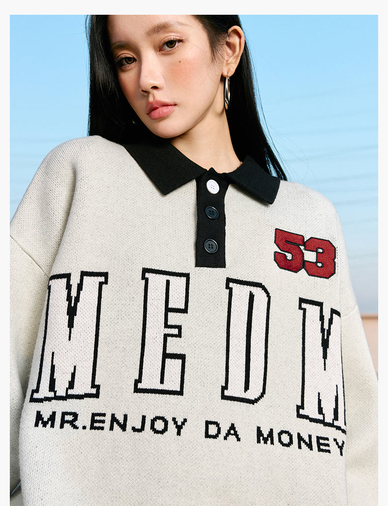 MEDM Patchwork Striped Elbow Knit Sweater | Face 3 Face