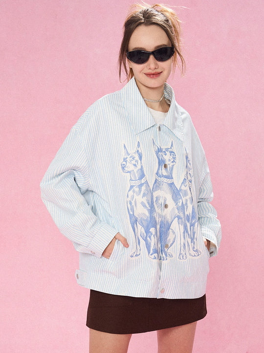 EMPTY REFERENCE Mottled Sketch Doberman Striped Jacket