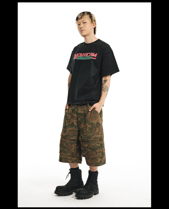 NOVACAM Logo Torches Vintage Print Backstitch Washed Tee | Face 3 Face