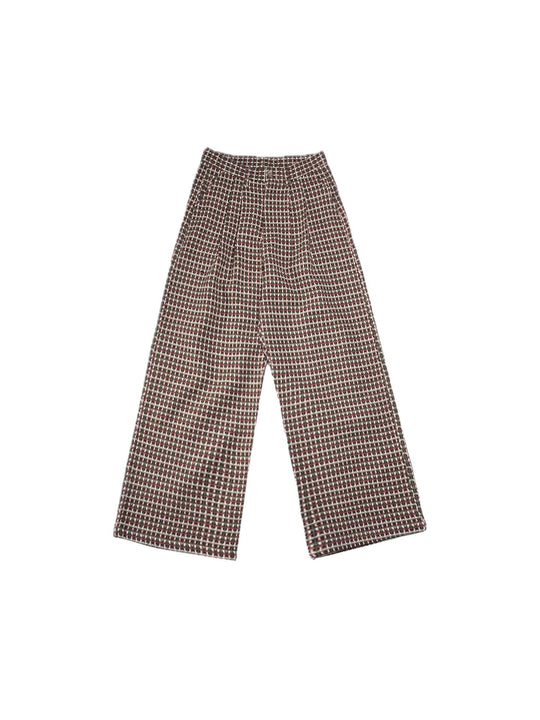 LIBERAFIT Wool Tweed Grid Pattern Pleated Baggy Trousers | Face 3 Face