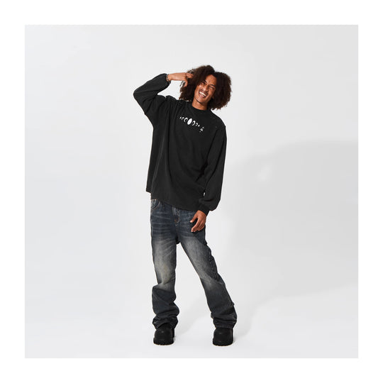 KARMANISTIC Standard Logo Washed Distressed Long Sleeve Tee | Face 3 Face