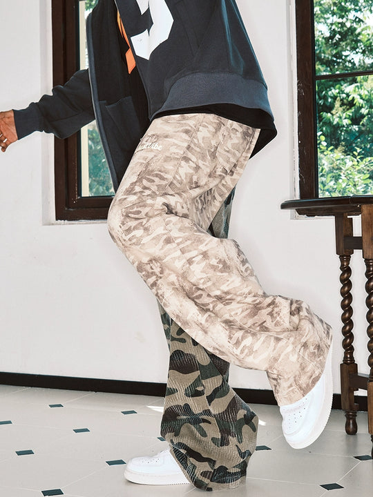 JUST VIBE Asymmetric Camouflage Wide Work Pants | Face 3 Face