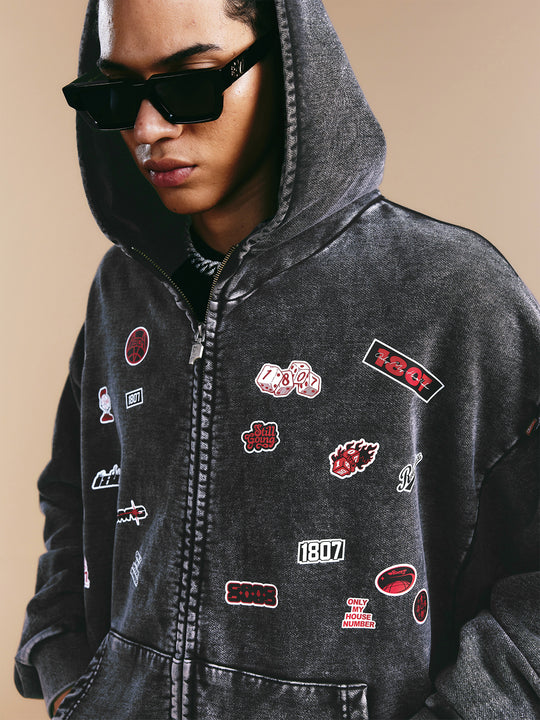 1807× LABT Logo Patch Washed Zip Up Hoodie | Face 3 Face