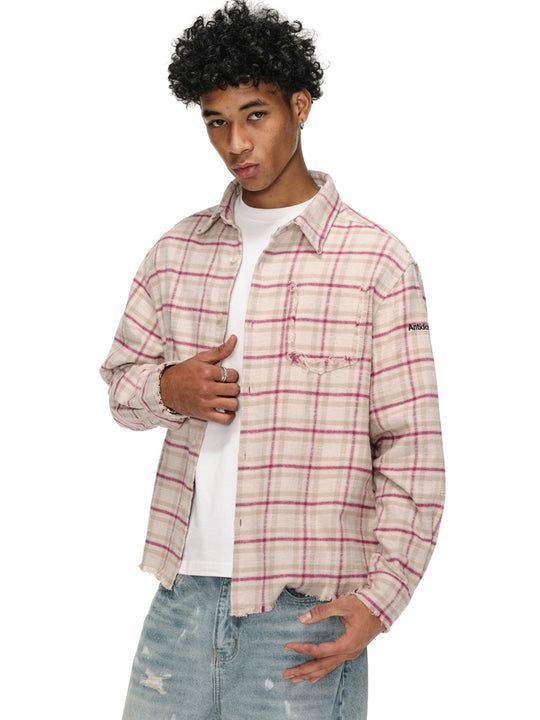 ANTIDOTE Destroyed Plaid Long-Sleeve Shirt | Face 3 Face