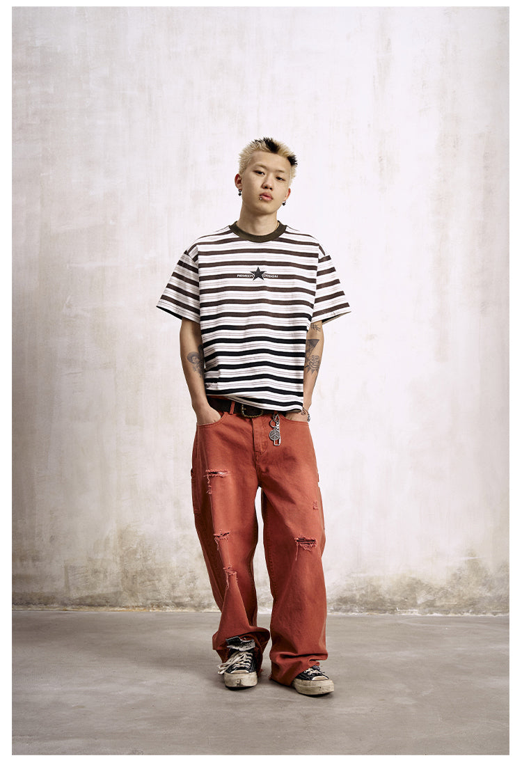 Remedy Washed Striped Star Print Tee | Face 3 Face