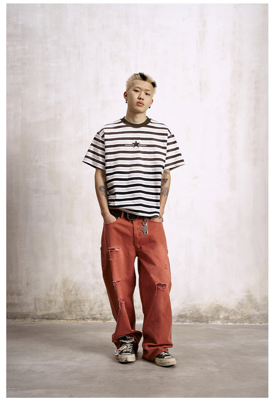 Remedy Washed Striped Star Print Tee | Face 3 Face