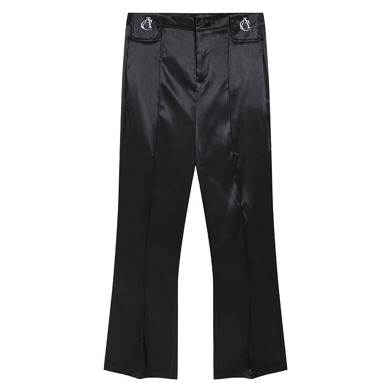 Achock Embroidered Micro Flare Glossy Western Pants | Face 3 Face