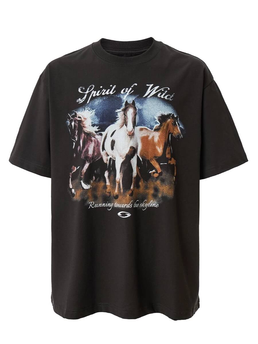F2CE Galloping Horse Graphic Washed Short Sleeve Tee | Face 3 Face