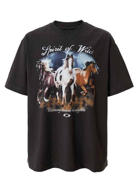 F2CE Galloping Horse Graphic Washed Short Sleeve Tee | Face 3 Face