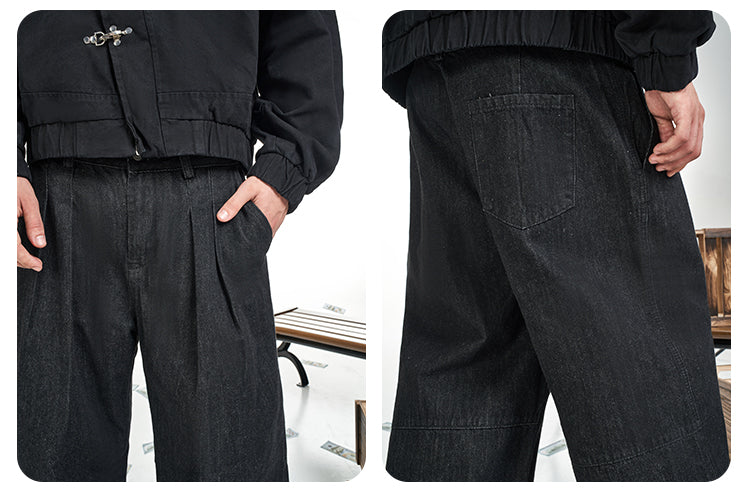 F3F Select Two Tuck Black Baggy Jeans | Face 3 Face