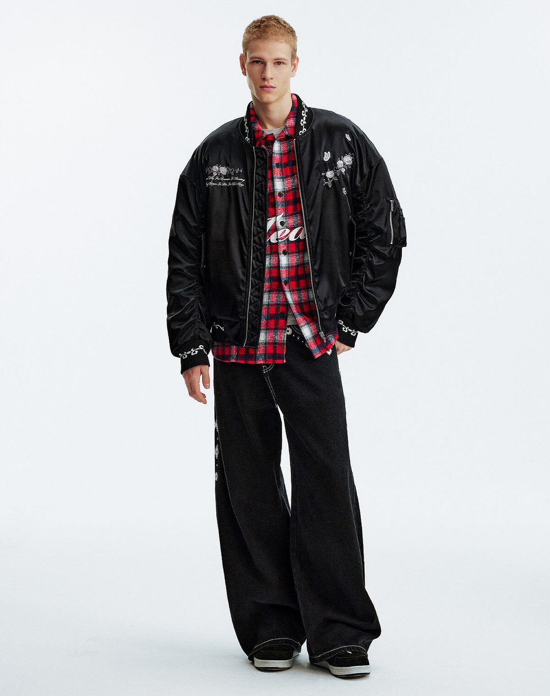 MEDM Rose Embroidered Gemstone MA-1 Bomber Jacket | Face 3 Face