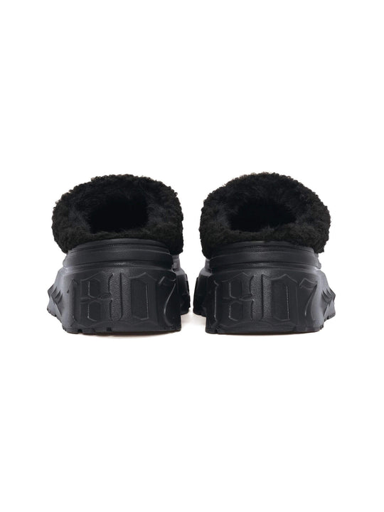 1807 INF-010 Gothic Black Teddy Chunky Platform Clogs | Face 3 Face