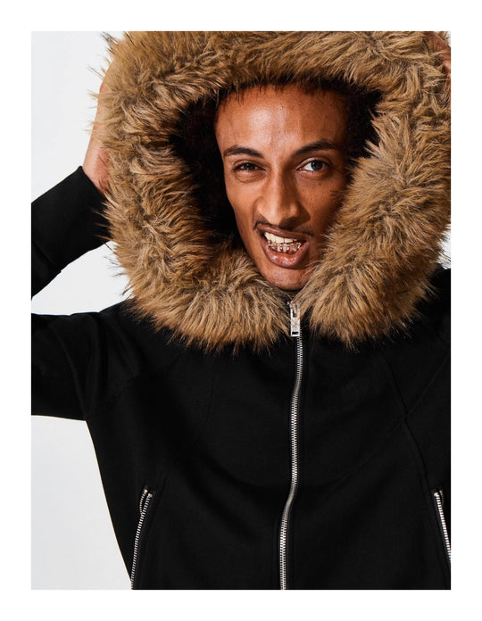 KARMANISTIC Fur Collar Hooded Jacket | Face 3 Face