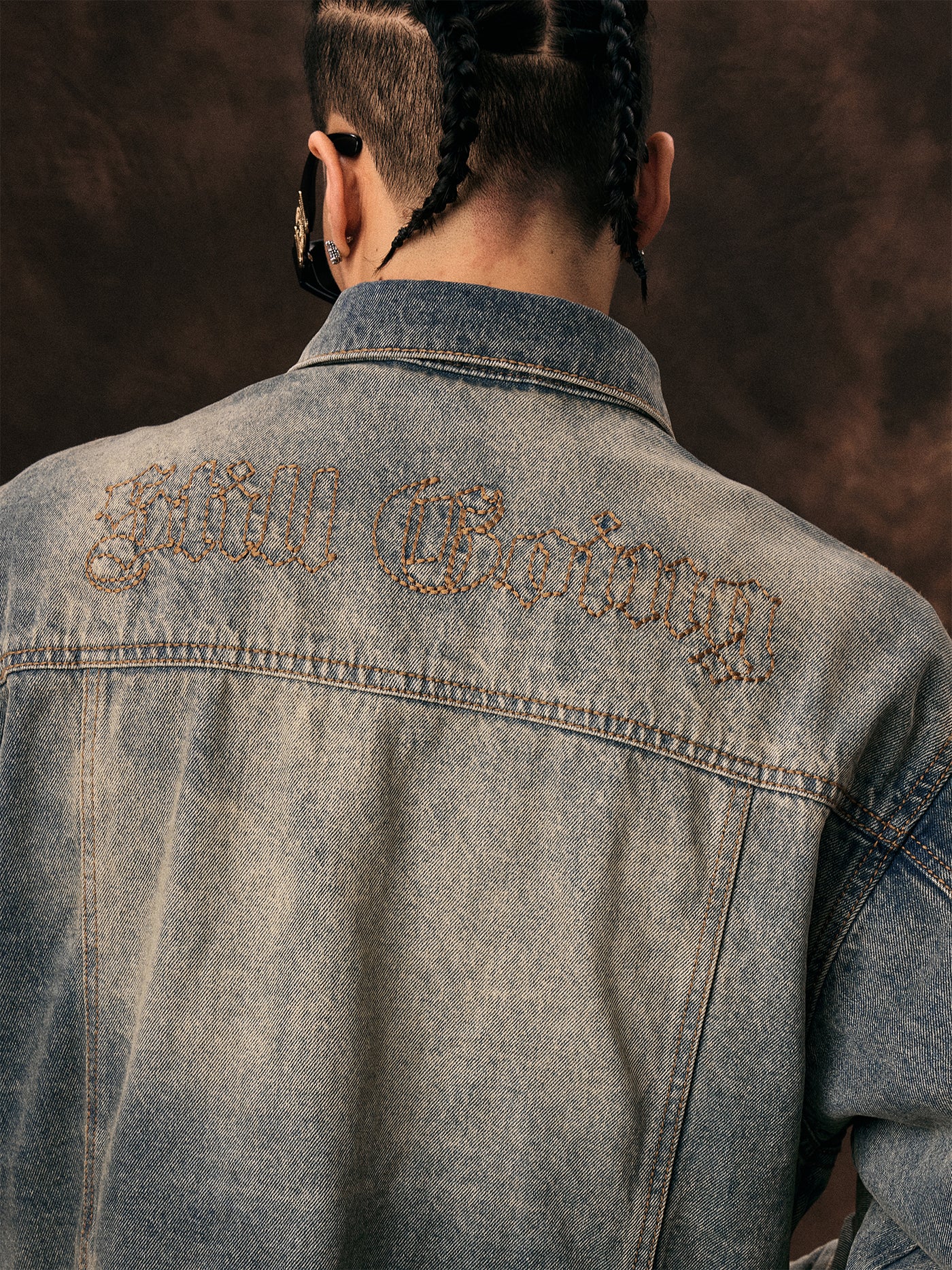 1807 Gothic Font Embroidered Vintage Denim Jacket | Face 3 Face