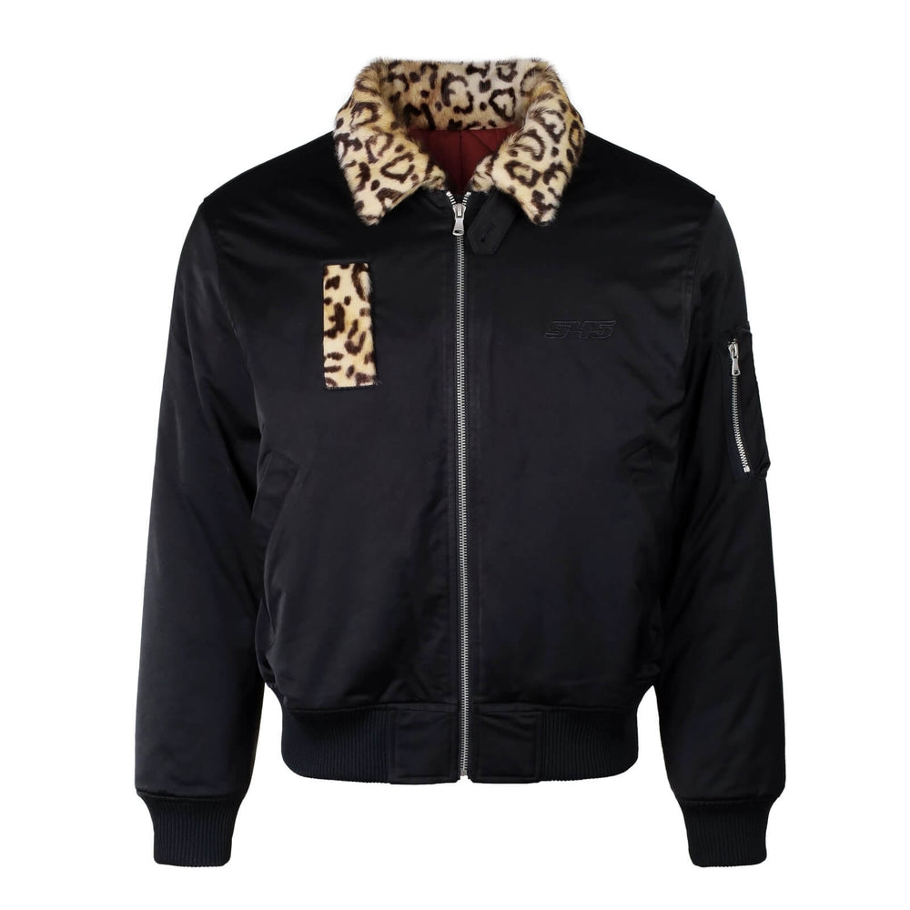 S45 Leopard Trim Patchwork MA-1 Bomber Jacket | Face 3 Face