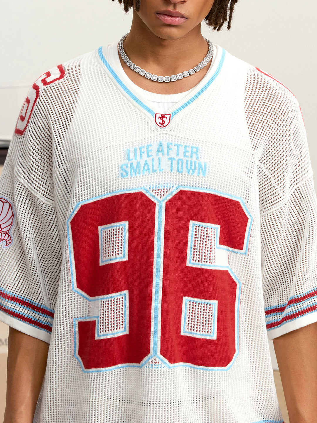 Small Town Kid Mesh Knit V Neck Rugby Jersey | Face 3 Face
