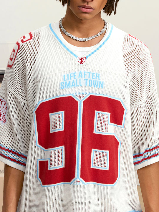 Small Town Kid Mesh Knit V Neck Rugby Jersey | Face 3 Face