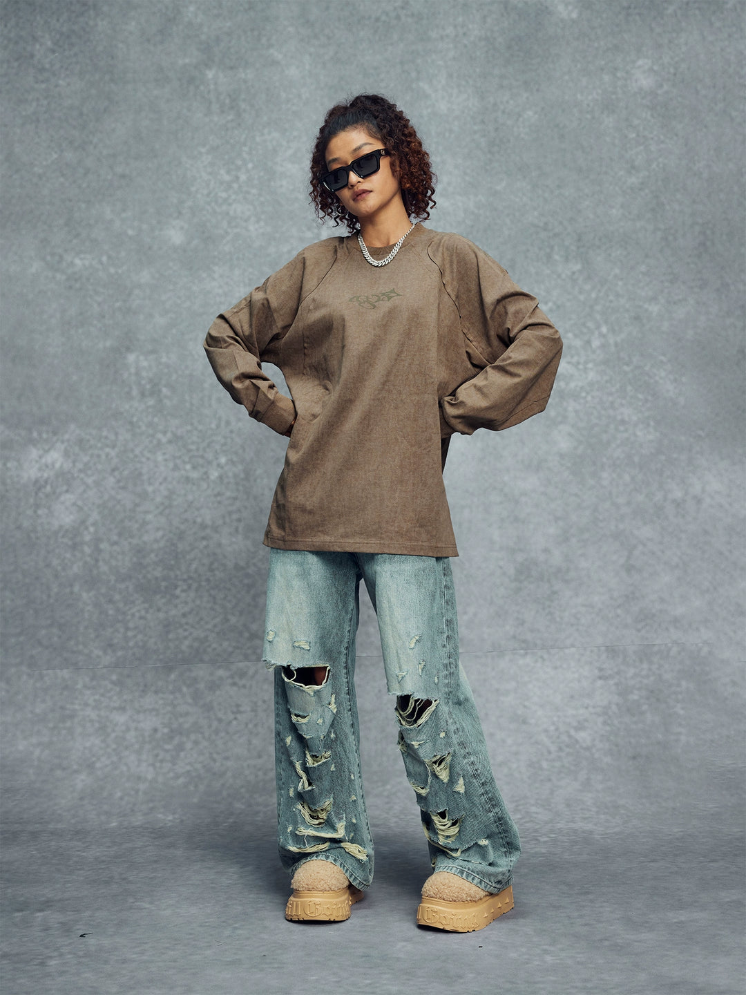 1807 Wax Print Patchwork Long Sleeve Tee | Face 3 Face