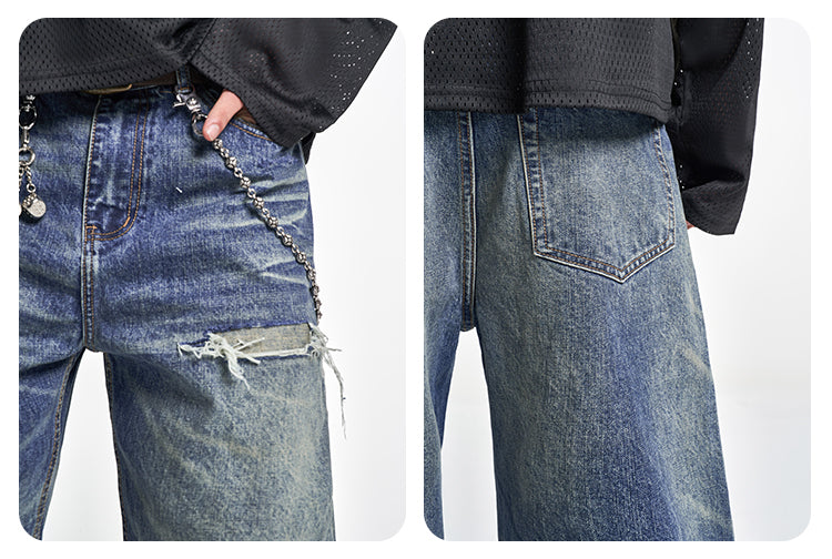 F3F Select Destroyed Washed Hole Baggy Jeans | Face 3 Face