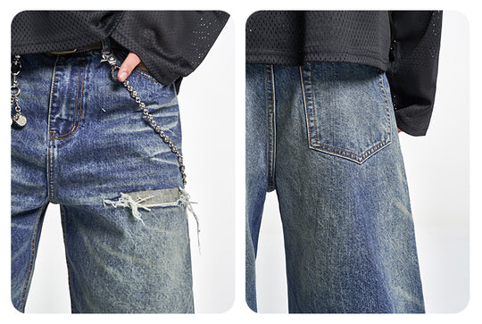 F3F Select Destroyed Washed Hole Baggy Jeans | Face 3 Face