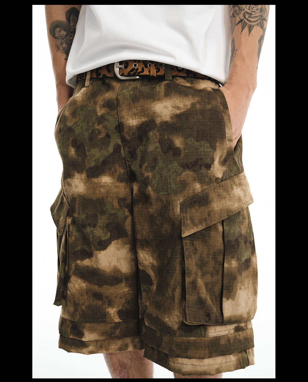 NOVACAM Camouflage Multi-Pocket Baggy Cargo Shorts | Face 3 Face