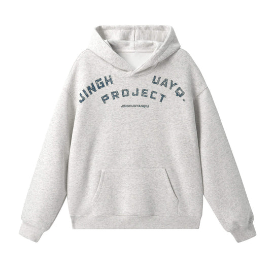 JHYQ Vintage Curved Lettering Print Hoodie | Face 3 Face