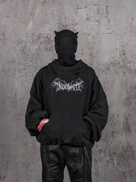 UNDERWATER Dust Black Deconstructed Destruction Hoodie | Face 3 Face