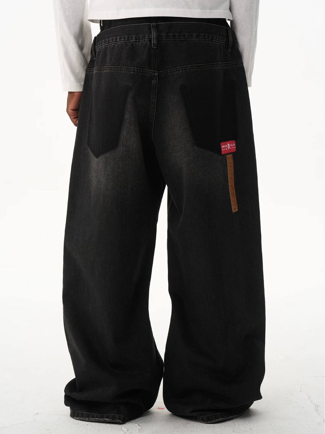EXITMODE BY BLIND NO PLAN Double Waist Washed Patch Embroidered Baggy Jeans | Face 3 Face