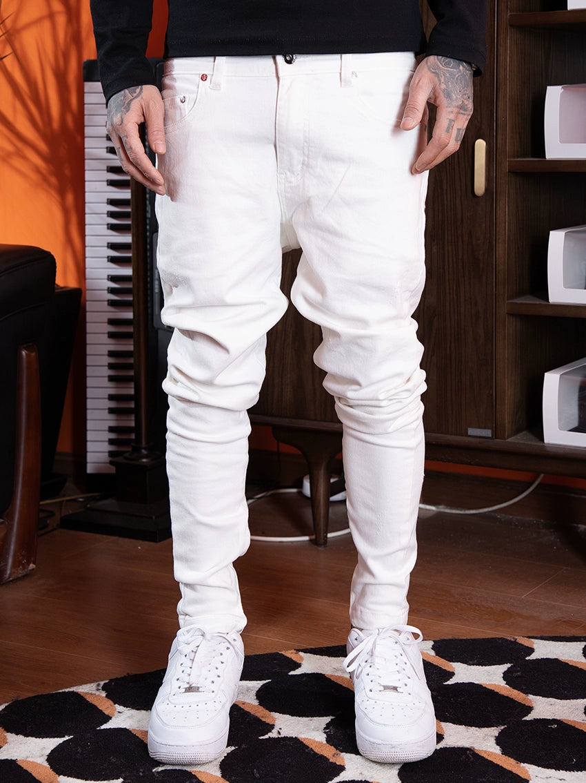 TGFCLUB Leather Patch Washed Slim Fit Jeans | Face 3 Face