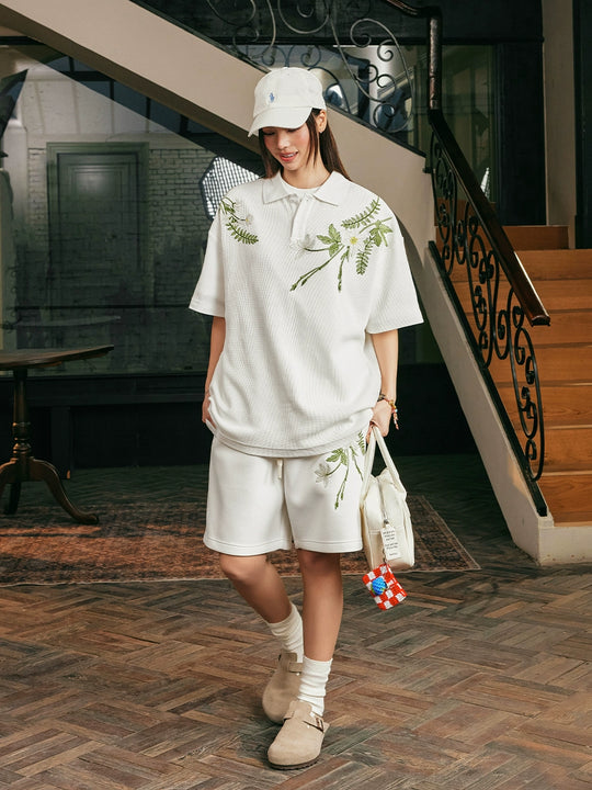 Harsh and Cruel Botanical Embroidered Sweat Shorts | Face 3 Face