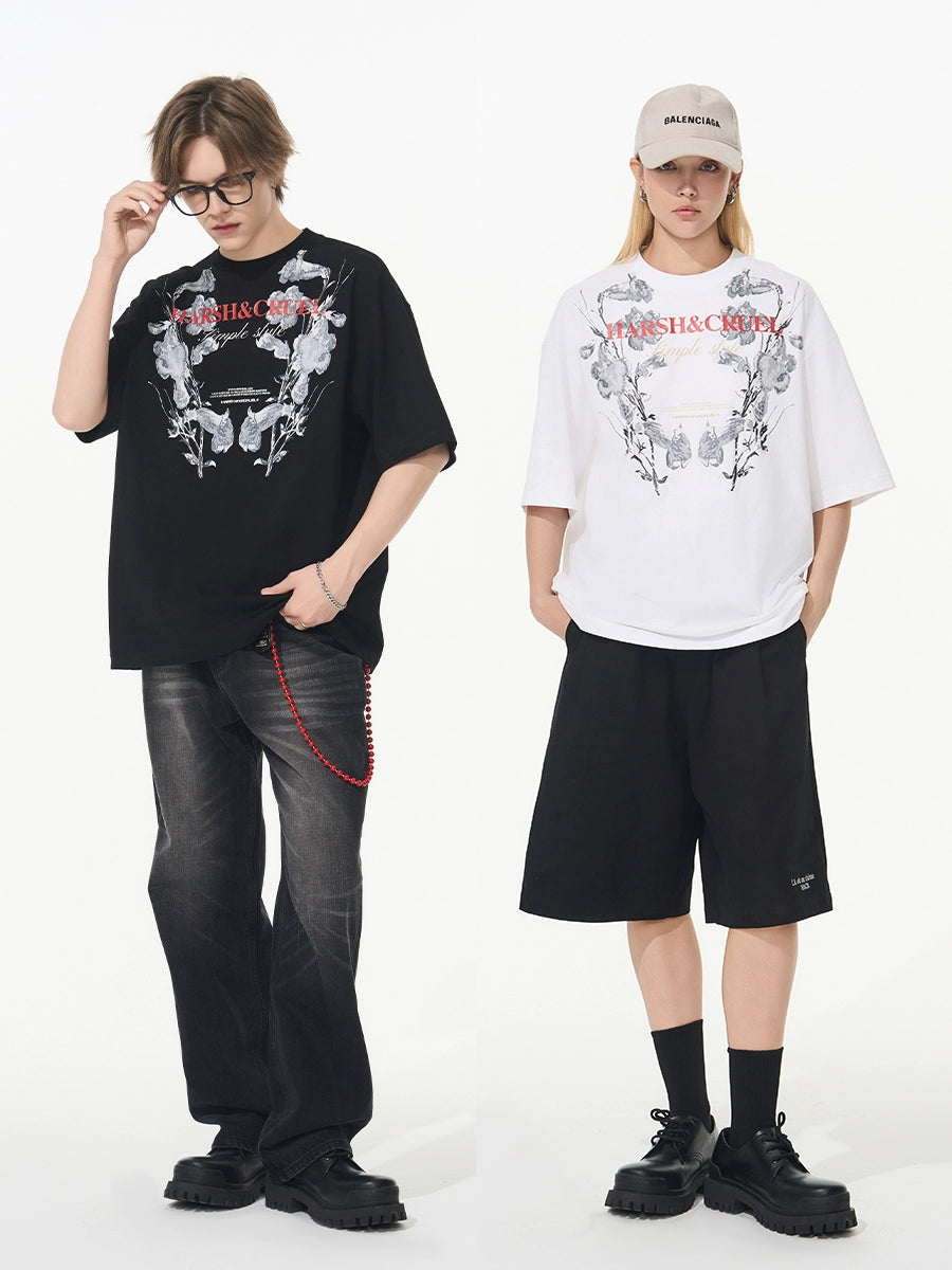Harsh and Cruel Symmetrical Floral Print Tee