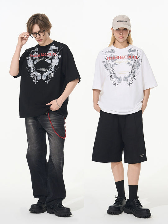 Harsh and Cruel Symmetrical Floral Print Tee