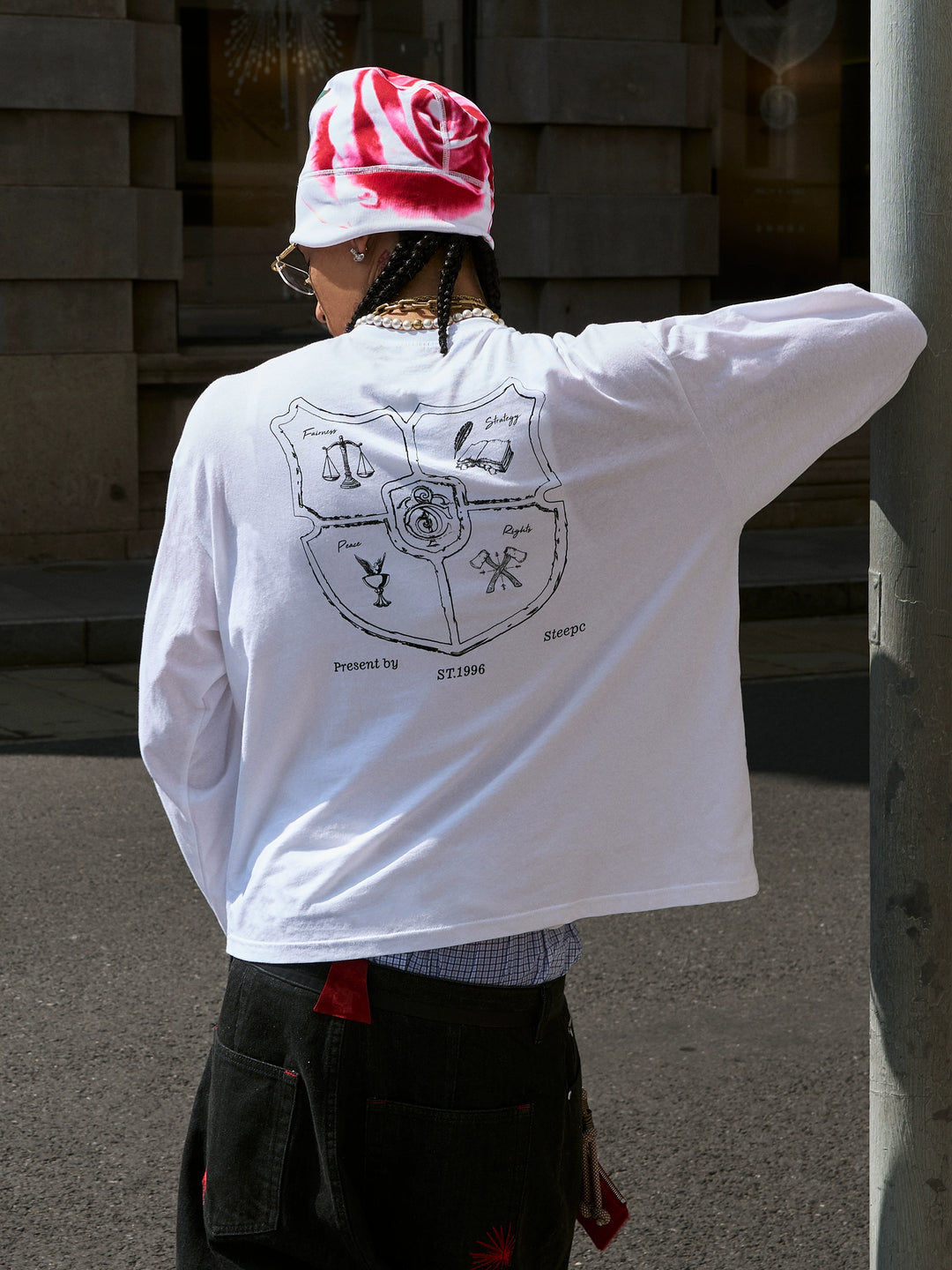 STEEPC Structured Print Double Breasted Long Sleeve Tee | Face 3 Face