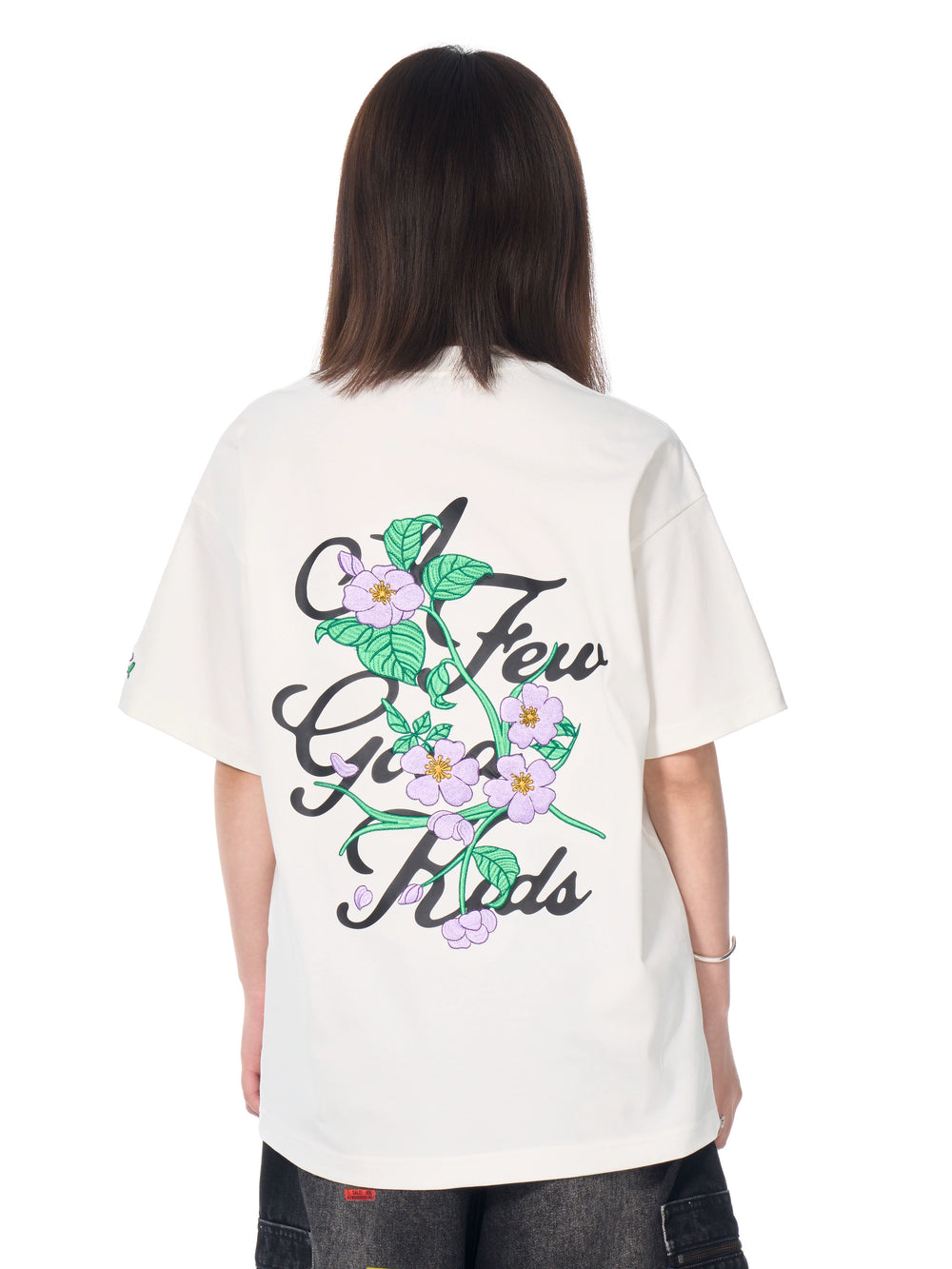 AFGK Flower Embroidered Logo Print Tee | Face 3 Face