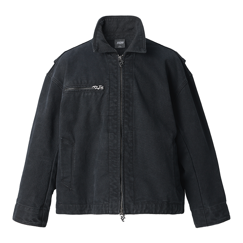 JHYQ Rivets Fake Two Piece Design Logo Jacket