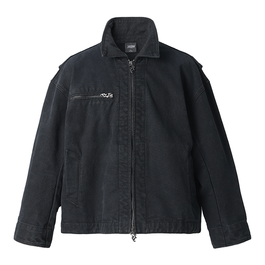 JHYQ Rivets Fake Two Piece Design Logo Jacket