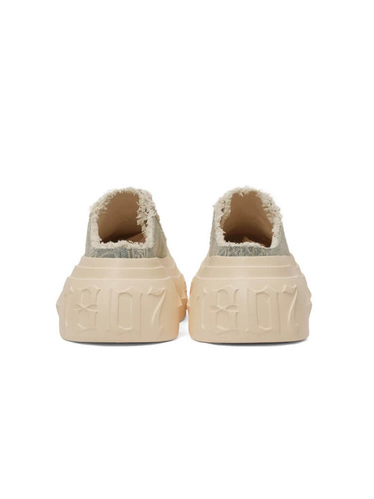 1807 INF-008 Gothic Lace Up Canvas Paisley Chunky Half Sneakers | Face 3 Face