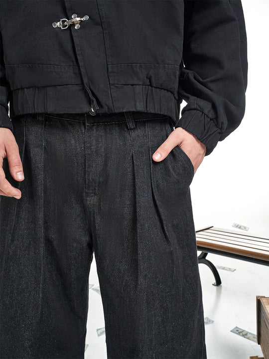 F3F Select Two Tuck Black Baggy Jeans | Face 3 Face