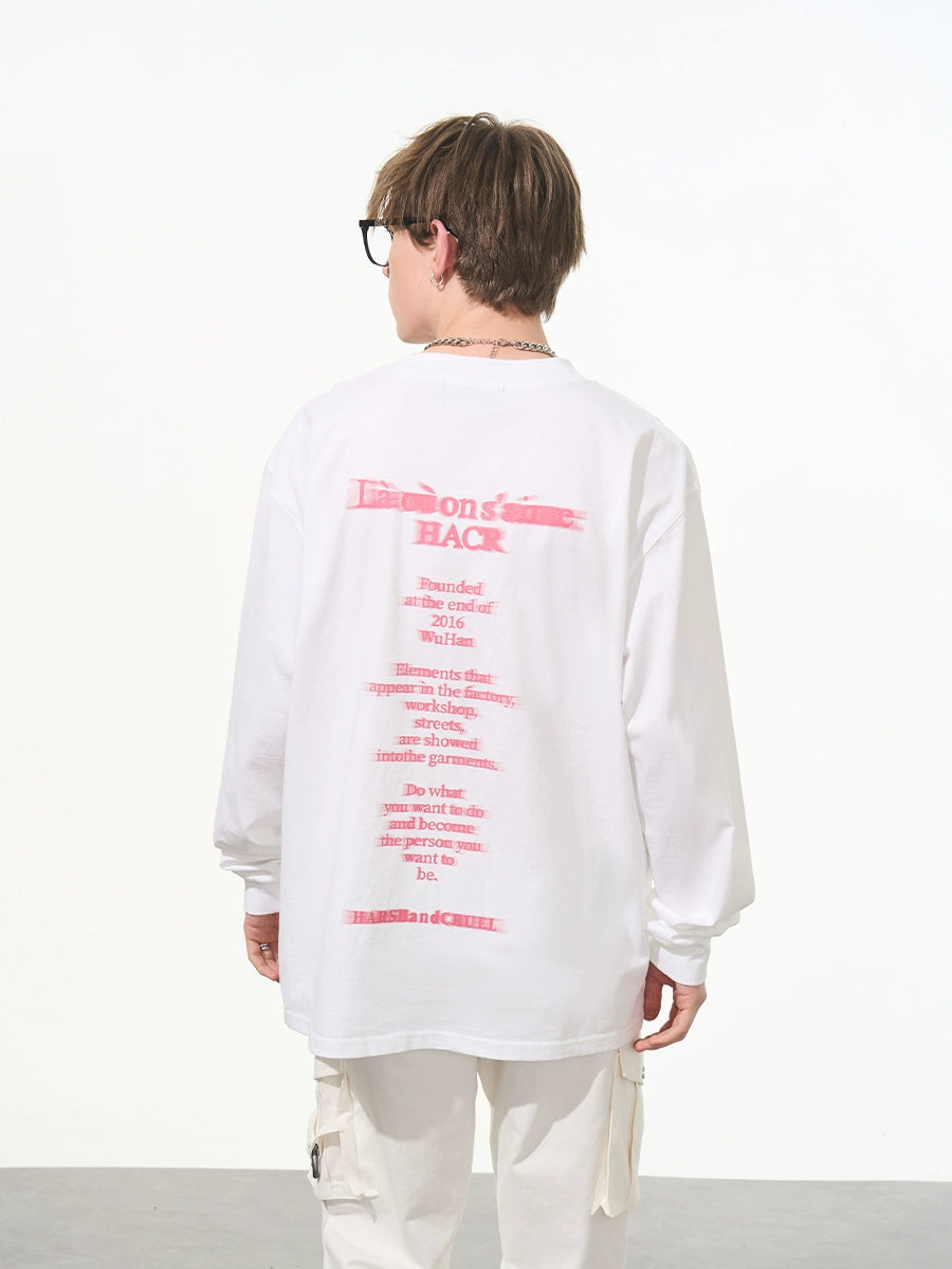 Harsh and Cruel Phantom Pink Color Clash Long Sleeve Tee