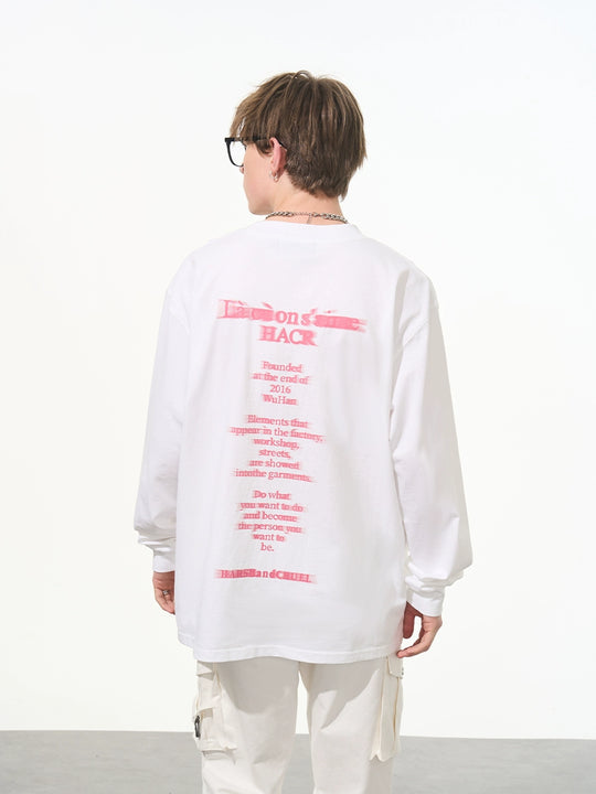 Harsh and Cruel Phantom Pink Color Clash Long Sleeve Tee