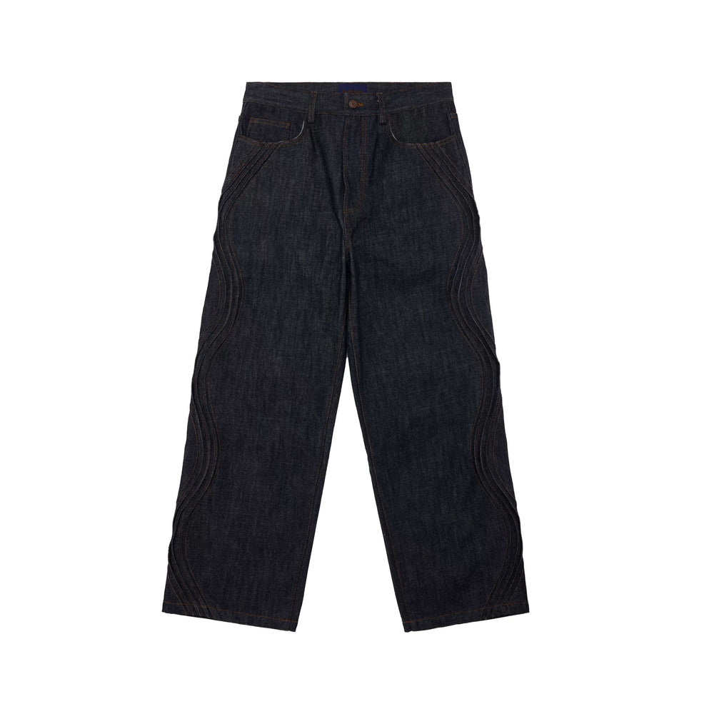 EVILKNIGHT(EK) 3D Cut Twisted Pleat Line Jeans