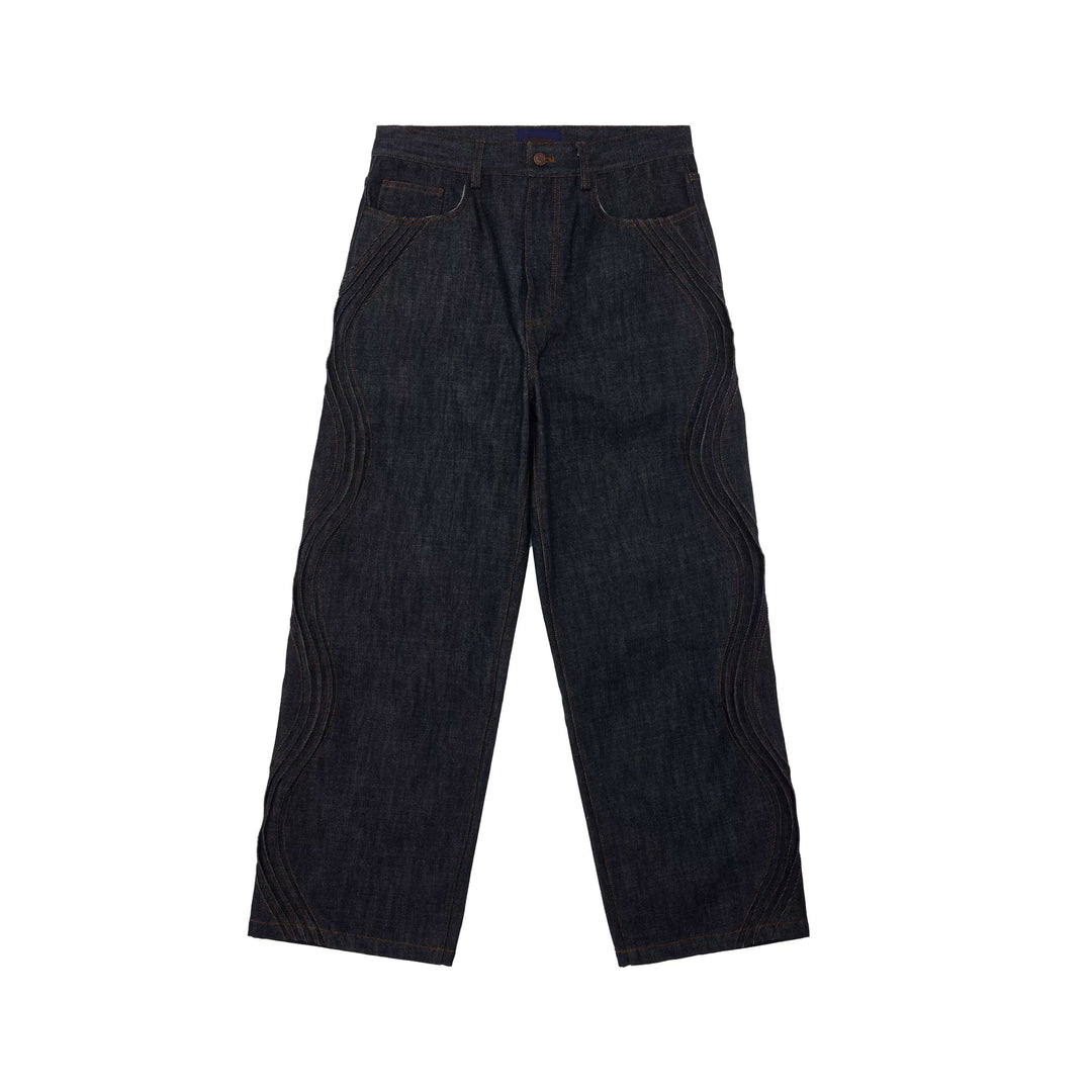 EVILKNIGHT(EK) 3D Cut Twisted Pleat Line Jeans