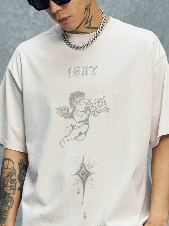 1807 Hand Painted Angel Print Tee | Face 3 Face